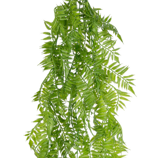 GloboStar® Artificial Garden HANGING FERN 20853 Τεχνητό Διακοσμητικό Κρεμαστό Φυτό Φτέρη Μ30 x Π14 x Υ85cm