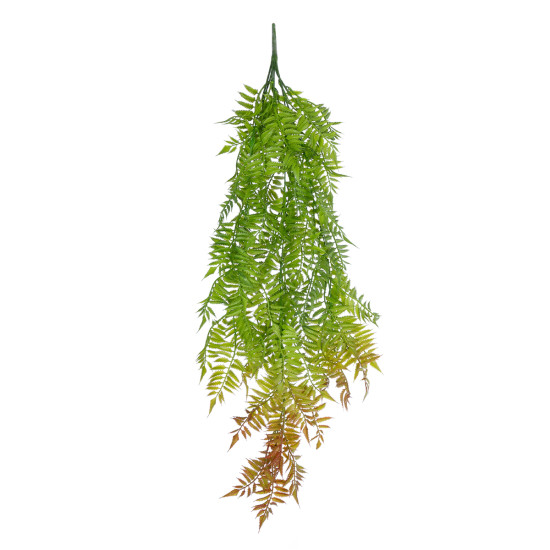 GloboStar® Artificial Garden HANGING FERN 20854 Τεχνητό Διακοσμητικό Κρεμαστό Φυτό Φτέρη Μ30 x Π14 x Υ85cm