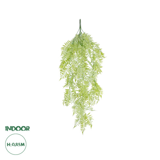 GloboStar® Artificial Garden HANGING FERN 20855 Τεχνητό Διακοσμητικό Κρεμαστό Φυτό Φτέρη Μ30 x Π14 x Υ85cm