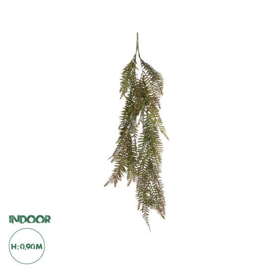 GloboStar® Artificial Garden HANGING FERN 20860 Τεχνητό Διακοσμητικό Κρεμαστό Φυτό Φτέρη Μ28 x Π15 x Υ90cm