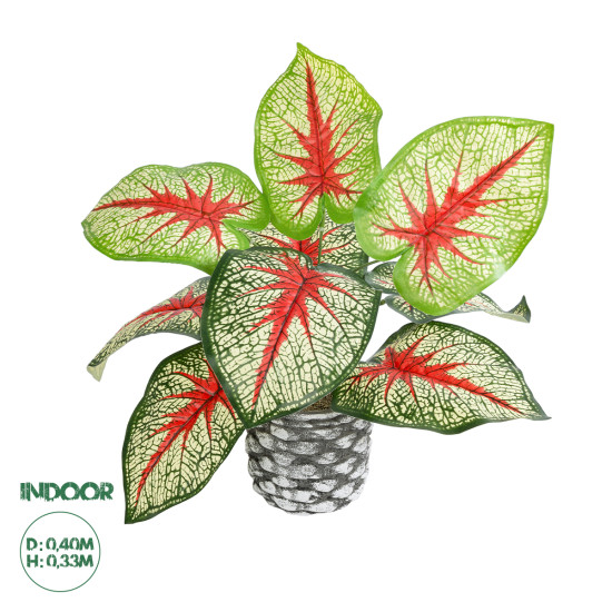 GloboStar® Artificial Garden CALADIUM 20891 Τεχνητό Διακοσμητικό Φυτό Τροπικό Φυτό Φ40 x Υ33cm