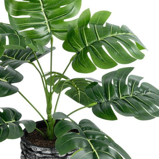 GloboStar® Artificial Garden MONSTERA 20893 - Τεχνητό Διακοσμητικό Φυτό Μονστέρα Φ40 x Υ33cm