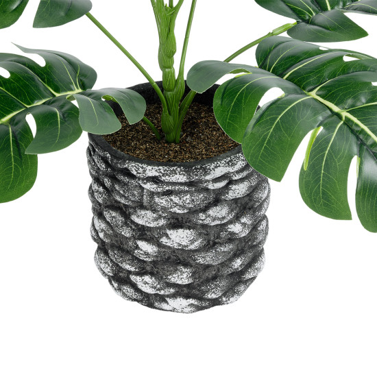 GloboStar® Artificial Garden MONSTERA 20893 - Τεχνητό Διακοσμητικό Φυτό Μονστέρα Φ40 x Υ33cm