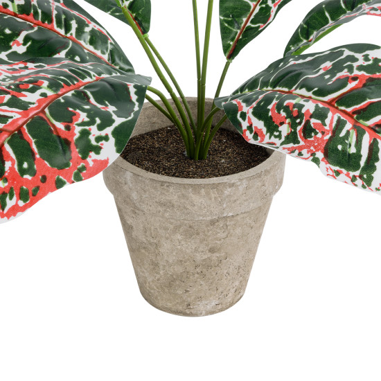 GloboStar® Artificial Garden RED AGLAONEMA POTTED PLANT 20901 Διακοσμητικό Φυτό Κόκκινο Αγλαόνημα Φ40 x Υ33cm