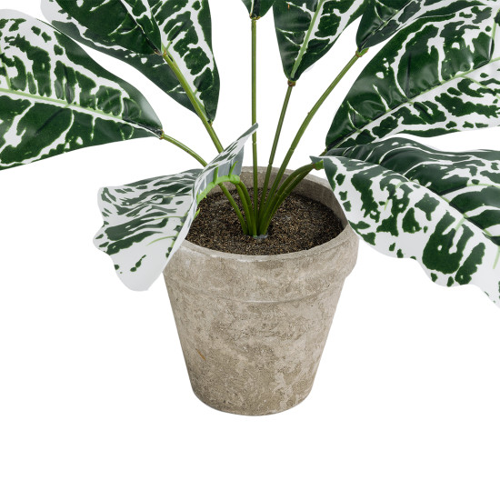 GloboStar® Artificial Garden WHITE AGLAONEMA POTTED PLANT 20903 Διακοσμητικό Φυτό Λευκό Αγλαόνημα Φ40 x Υ33cm