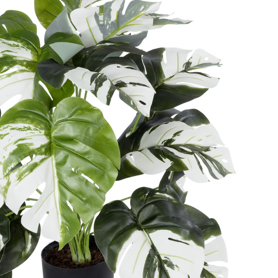 GloboStar® Artificial Garden ALBINO MONSTERA PLANT 20925 - Διακοσμητικό Φυτό Λευκή Μονστέρα Φ70 x Υ75cm