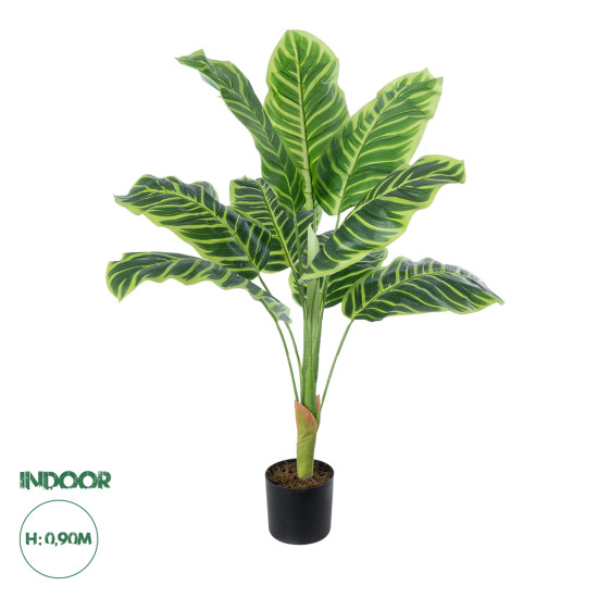 GloboStar® Artificial Garden YELLOW ZEBRA PLANT 20942 Τεχνητό Διακοσμητικό Φυτό Κίτρινη Ζέβρα Φ75 x Υ90cm