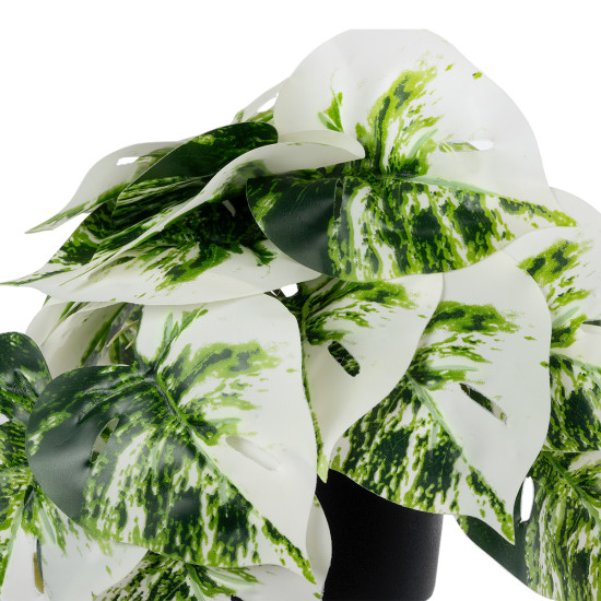 GloboStar® Artificial Garden ALBINO MONSTERA PLANT 20946 - Διακοσμητικό Φυτό Μονστέρα Φ23 x Υ16cm