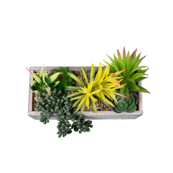 GloboStar® Artificial Garden SUCCULENT VARIUS PLANT POTTED 21034 Διακοσμητικό Φυτό Μίξ Μ23 x Π13 x Υ23cm