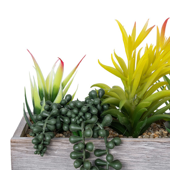 GloboStar® Artificial Garden SUCCULENT VARIUS PLANT POTTED 21034 Διακοσμητικό Φυτό Μίξ Μ23 x Π13 x Υ23cm