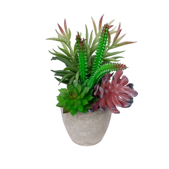 GloboStar® Artificial Garden SUCCULENT VARIUS PLANT POTTED 21039 Διακοσμητικό Φυτό Μίξ Μ17 x Υ20cm