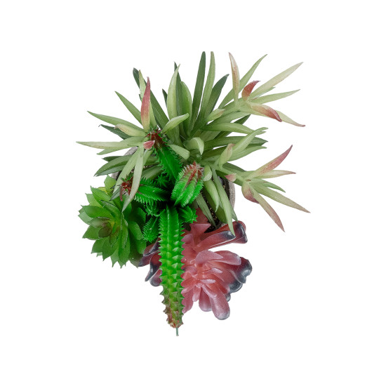 GloboStar® Artificial Garden SUCCULENT VARIUS PLANT POTTED 21039 Διακοσμητικό Φυτό Μίξ Μ17 x Υ20cm