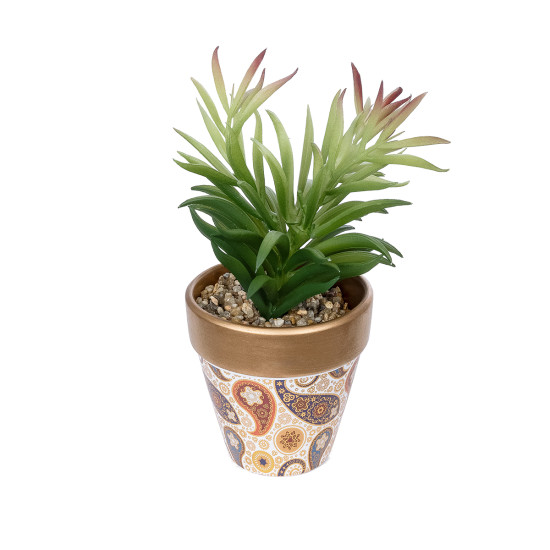 GloboStar® Artificial Garden SUCCULENT CRASSULA POTTED PLANT 21046 Διακοσμητικό Φυτό Κρασούλα  Φ12 x Υ20cm