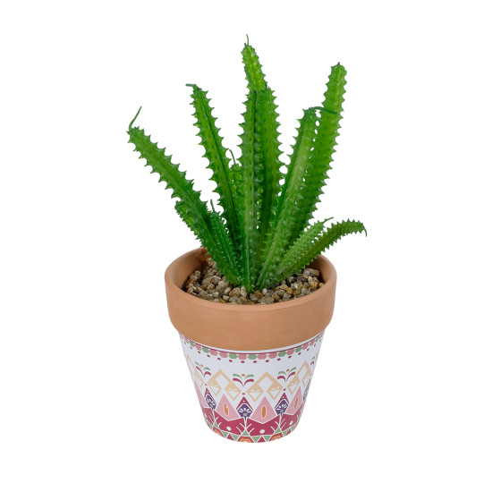 GloboStar® Artificial Garden SUCCULENT EUPHORBIA POTTED PLANT 21052 Διακοσμητικό Φυτό Ευφορβία Φ18 x Υ23cm