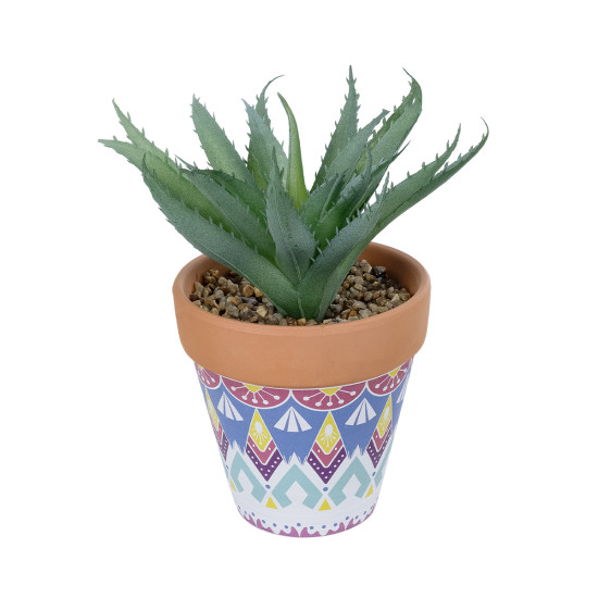 GloboStar® Artificial Garden SUCCULENT ALOE POTTED PLANT 21053 Διακοσμητικό Φυτό Αλόη  Φ15 x Υ19cm