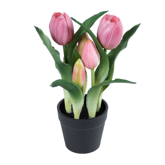 GloboStar® Artificial Garden PINK TULIP 21092 Διακοσμητικό Φυτό Ροζ Τουλίπα Υ23cm