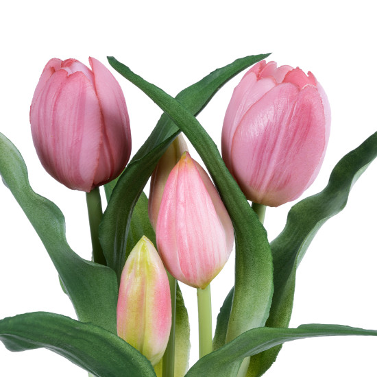 GloboStar® Artificial Garden PINK TULIP 21092 Διακοσμητικό Φυτό Ροζ Τουλίπα Υ23cm