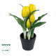 GloboStar® Artificial Garden YELLOW TULIP 21093 Διακοσμητικό Φυτό Κίτρινη Τουλίπα Υ23cm