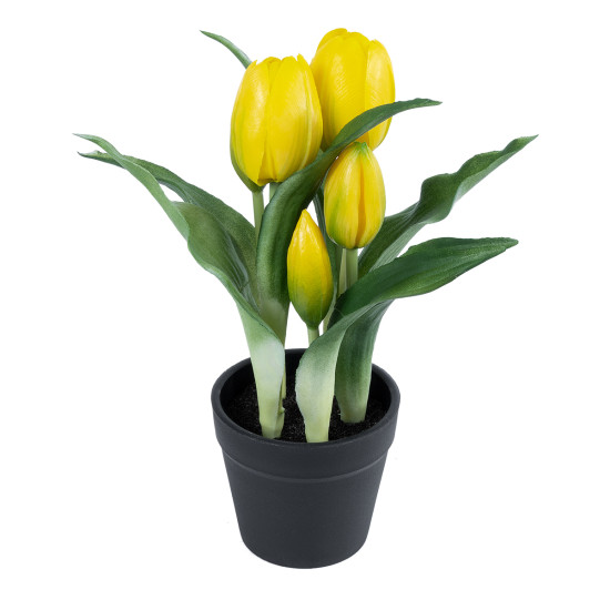 GloboStar® Artificial Garden YELLOW TULIP 21093 Διακοσμητικό Φυτό Κίτρινη Τουλίπα Υ23cm