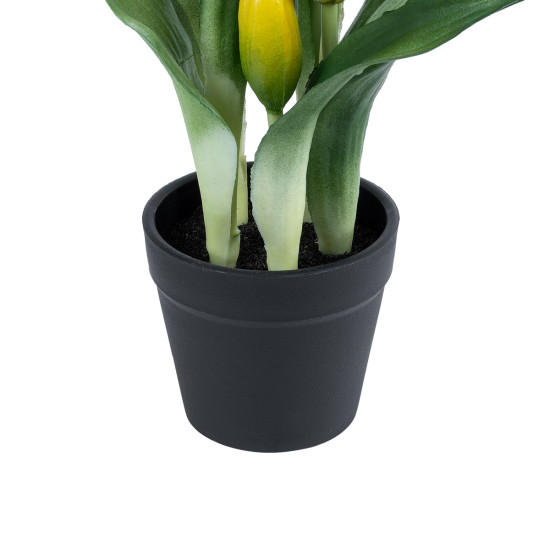 GloboStar® Artificial Garden YELLOW TULIP 21093 Διακοσμητικό Φυτό Κίτρινη Τουλίπα Υ23cm