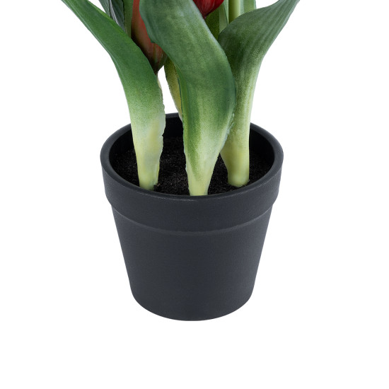 GloboStar® Artificial Garden RED TULIP 21094 Διακοσμητικό Φυτό Κόκκινη Τουλίπα Υ23cm