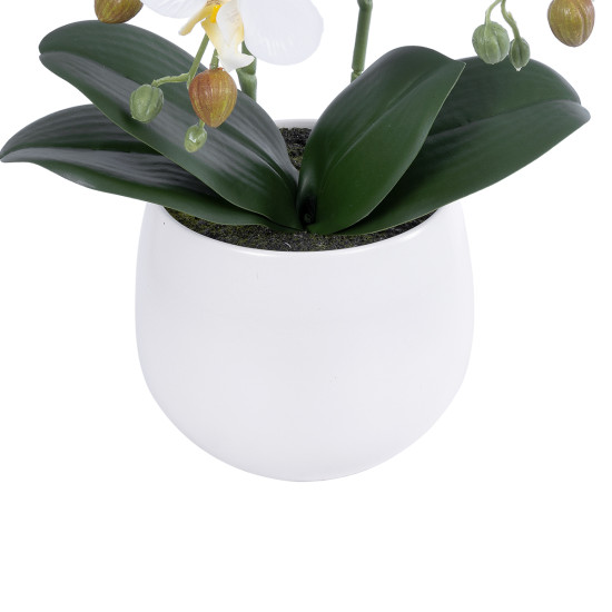 GloboStar® Artificial Garden WHITE ORCHID 21117 Διακοσμητικό Φυτό Λευκή Ορχιδέα Υ45cm