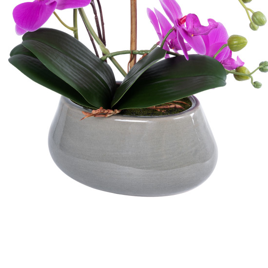 GloboStar® Artificial Garden HOT PINK ORCHID 21119 Διακοσμητικό Φυτό  Έντονο Ροζ Ορχιδέα Υ43cm