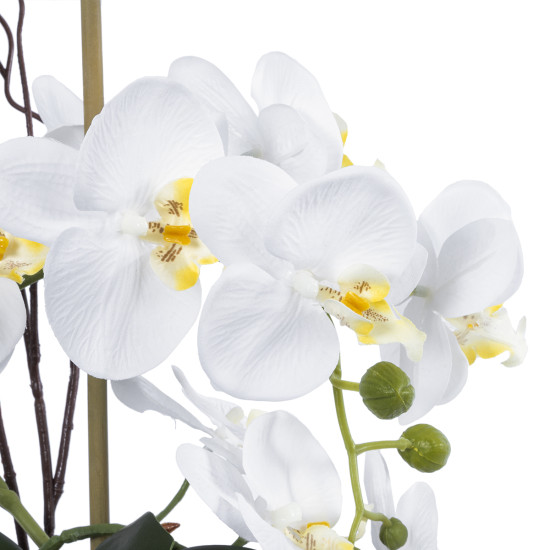 GloboStar® Artificial Garden WHITE ORCHID 21120 Διακοσμητικό Φυτό Λευκή Ορχιδέα Υ43cm