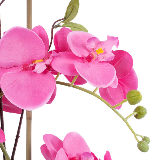 GloboStar® Artificial Garden PINK ORCHID 21121 Διακοσμητικό Φυτό Έντονο Ροζ Ορχιδέα Υ43cm