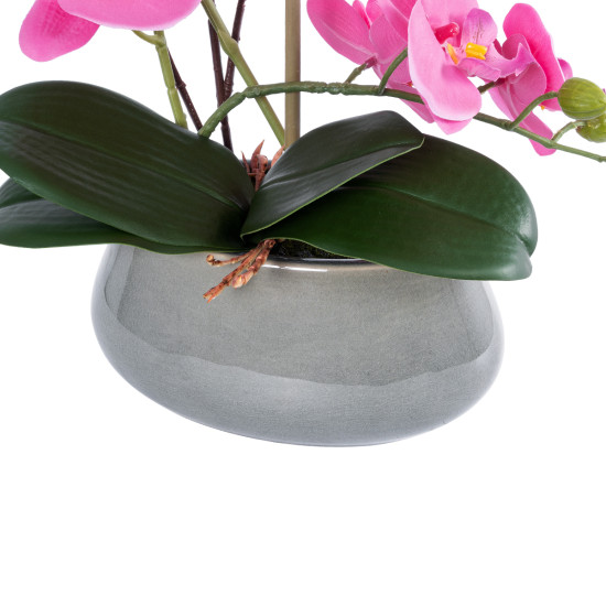 GloboStar® Artificial Garden PINK ORCHID 21121 Διακοσμητικό Φυτό Έντονο Ροζ Ορχιδέα Υ43cm