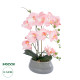 GloboStar® Artificial Garden SALMON PINK ORCHID 21122 Διακοσμητικό Φυτό Ροζ-Πορτοκαλί Ορχιδέα Υ43cm