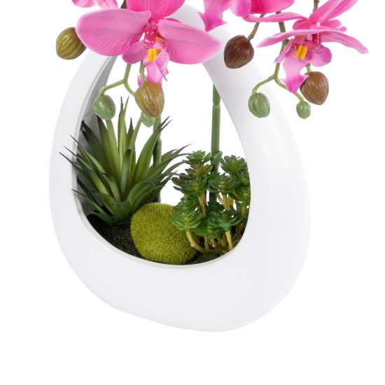 GloboStar® Artificial Garden HOT PINK ORCHID 21127 Διακοσμητικό Φυτό Έντονο Ροζ Ορχιδέα Υ39cm