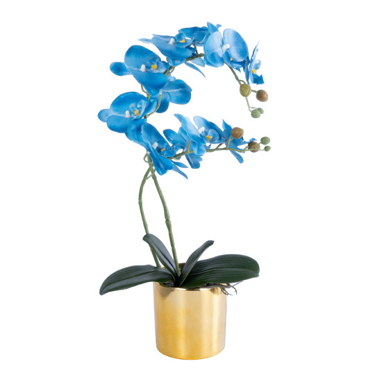 GloboStar® Artificial Garden BLUE ORCHID 21130 Διακοσμητικό Φυτό Μπλε Ορχιδέα Υ43cm