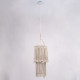 GloboStar® ZAMBIA 36208 Boho - Μακραμέ - Macrame Κρεμαστό Φωτιστικό Οροφής Μονόφωτο 1 x E27 Πλεκτό Χειροποίητο Μπεζ Υφασμάτινο με Σχοινί Φ30 x Υ60cm