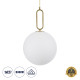 GloboStar® BELLISSIMO 61487 Μοντέρνο Κρεμαστό Φωτιστικό Μπάλα Μονόφωτο 1 x E27 IP20 Λευκό Γυαλί με Χρυσό Μέταλλο - Μ30 x Π30 x Υ52cm