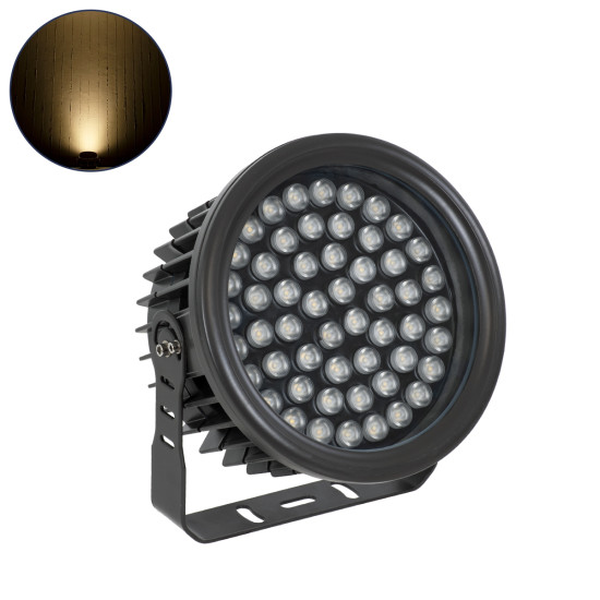 GloboStar® FLOOD-NEVA 90398 Προβολέας Wall Washer για Φωτισμό Κτιρίων LED 54W 4860lm 30° DC 24V Αδιάβροχο IP65 Μ24.5 x Π24.5 x Υ14.7cm Θερμό Λευκό 3000K - Γκρι Ανθρακί - 3 Χρόνια Εγγύηση