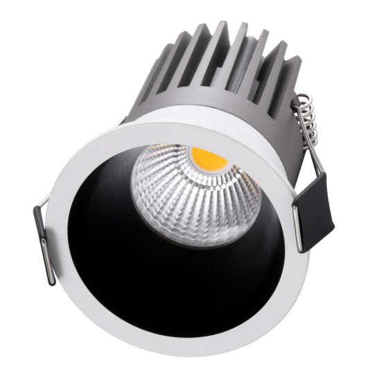 GloboStar® MICRO-B 60240 Χωνευτό LED Spot Downlight TrimLess Φ6cm 7W 910lm 38° AC 220-240V IP20 Φ6 x Υ7.8cm - Στρόγγυλο - Λευκό με Μαύρο Κάτοπτρο - Φυσικό Λευκό 4500K - Bridgelux COB - 5 Years Warranty