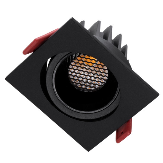 GloboStar® LEO-SQ 60292 Χωνευτό LED Spot Downlight TrimLess Μ8.5xΠ8.5cm 10W 1300lm 38° AC 220-240V IP20 Μ8.5 x Π8.5 x Υ6.6cm - Τετράγωνο - Κινούμενο - Μαύρο & Anti-Glare HoneyComb - Φυσικό Λευκό 4500K - Bridgelux COB - 5 Years Warranty
