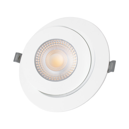 GloboStar® LEXIS JOINT 60989 Χωνευτό LED Κινούμενο Spot Downlight 12W 1140lm 45° AC 220-240V IP44 Φ15.8cm x Υ4.1cm - Στρόγγυλο - Λευκό - Θερμό Λευκό 2700K - Bridgelux Chip - TÜV Certified Driver - 5 Years Warranty