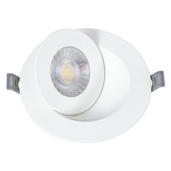 GloboStar® LEXIS JOINT 60990 Χωνευτό LED Κινούμενο Spot Downlight 7W 680lm 45° AC 220-240V IP44 Φ12cm x Υ3.1cm - Στρόγγυλο - Λευκό - Φυσικό Λευκό 4500K - Bridgelux Chip - TÜV Certified Driver - 5 Years Warranty