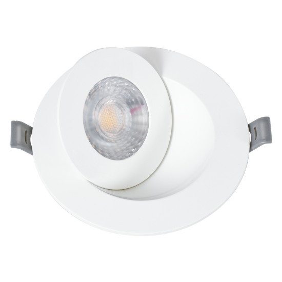 GloboStar® LEXIS JOINT 60991 Χωνευτό LED Κινούμενο Spot Downlight 7W 660lm 45° AC 220-240V IP44 Φ12cm x Υ3.1cm - Στρόγγυλο - Λευκό - Θερμό Λευκό 2700K - Bridgelux Chip - TÜV Certified Driver - 5 Years Warranty