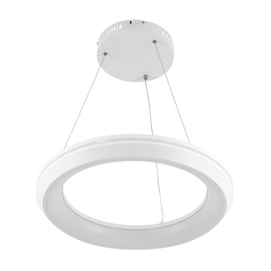 GloboStar® MELINA 61044 Κρεμαστή Πλαφονιέρα Οροφής Κύκλος LED CCT 55W 6376lm 120° AC 220-240V - Εναλλαγή Φωτισμού μέσω Τηλεχειριστηρίου All In One Ψυχρό Λευκό 6000k+Φυσικό Λευκό 4500k+Θερμό Λευκό 2700k Dimmable Φ48cm - Λευκό - 3 Years Warranty