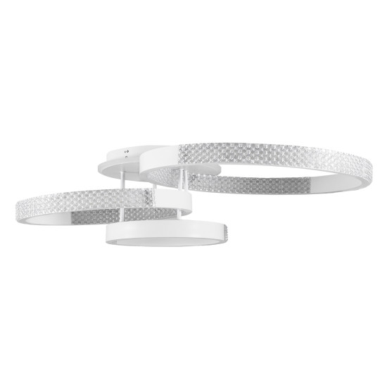 GloboStar® DIAMOND 61115 Φωτιστικό Οροφής Δαχτυλίδι-Κύκλος LED CCT 100W 12123lm 360° AC 220-240V - Εναλλαγή Φωτισμού μέσω Τηλεχειριστηρίου All In One Ψυχρό 6000k+Φυσικό 4500k+Θερμό 2700k Dimmable Φ30+40+50cm+BackLight - Λευκό - 3 Years Warranty