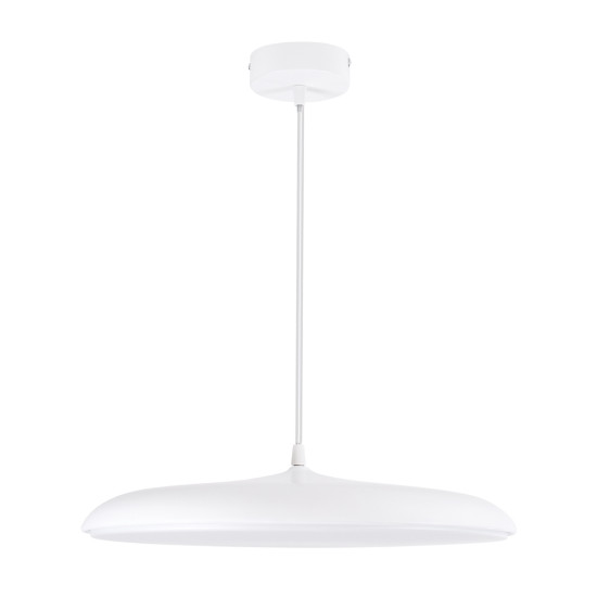 GloboStar® BARON 61255 Κρεμαστή Πλαφονιέρα Οροφής LED CCT 24W 2880lm 120° AC 220-240V - Εναλλαγή Φωτισμού μέσω Διακόπτη On/Off All In One Ψυχρό 6000k+Φυσικό 4500k+Θερμό 2700k Φ40 x Υ10cm - Λευκό - 3 Years Warranty