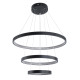 GloboStar® DIAMOND TRIO 61523-DECO Κρεμαστό Φωτιστικό Δαχτυλίδι-Κύκλος LED CCT 100W 11200lm 360° AC 220-240V - Εναλλαγή Φωτισμού μέσω Τηλεχειριστηρίου All In One Ψυχρό 6000k+Φυσικό 4500k+Θερμό 2700k Dimmable Φ25+40+60cm - Μαυρο - 3 Χρόνια Εγγύηση