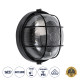 GloboStar® BOATLIGHT 61586 Vintage Industrial Φωτιστικό Τοίχου - Απλίκα - Καραβοχελώνα Εξωτερικού Χώρου Μονόφωτο 1 x E27 AC220-240V Αδιάβροχο IP65 - Σώμα Αλουμινίου & Tempered Glass - Φ17.5 x Υ9cm - Μαύρο - Στρόγγυλο - 5 Years Warranty