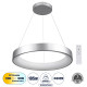 GloboStar® SALEM 61246 Κρεμαστή Πλαφονιέρα Οροφής Δαχτυλίδι-Κύκλος LED CCT 105W 12075lm 120° AC 220-240V - Εναλλαγή Φωτισμού μέσω Τηλεχειριστηρίου All In One Ψυχρό 6000k+Φυσικό 4500k+Θερμό 2700k Dimmable Φ60cm - Ασημί - 3 Years Warranty