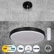 GloboStar® CASPER 61019 Κρεμαστή Πλαφονιέρα Οροφής LED CCT 76W 8372lm 120° AC 220-240V - Εναλλαγή Φωτισμού μέσω Τηλεχειριστηρίου All In One Ψυχρό Λευκό 6000k+Φυσικό Λευκό 4500k+Θερμό Λευκό 2700k Dimmable Φ45cm - Μαύρο - 3 Years Warranty