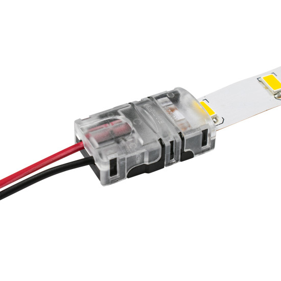 GloboStar® 70714 Ταχυσύνδεσμος Ένωσης IP20 - Strip To Cable Connector για Ένωση 1 x Μονόχρωμης Ταινίας LED Πλάτους 8mm με 1 x Καλώδιο Τροφοδοσίας