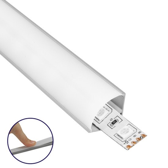 GloboStar® 70815-2M Γωνιακό Προφίλ Αλουμινίου Ανοδιωμένο με Λευκό Οπάλ Κάλυμμα για 1 Σειρά Ταινίας LED Πατητό - Press On Πακέτο 5 Τεμάχια των 2 Μέτρων